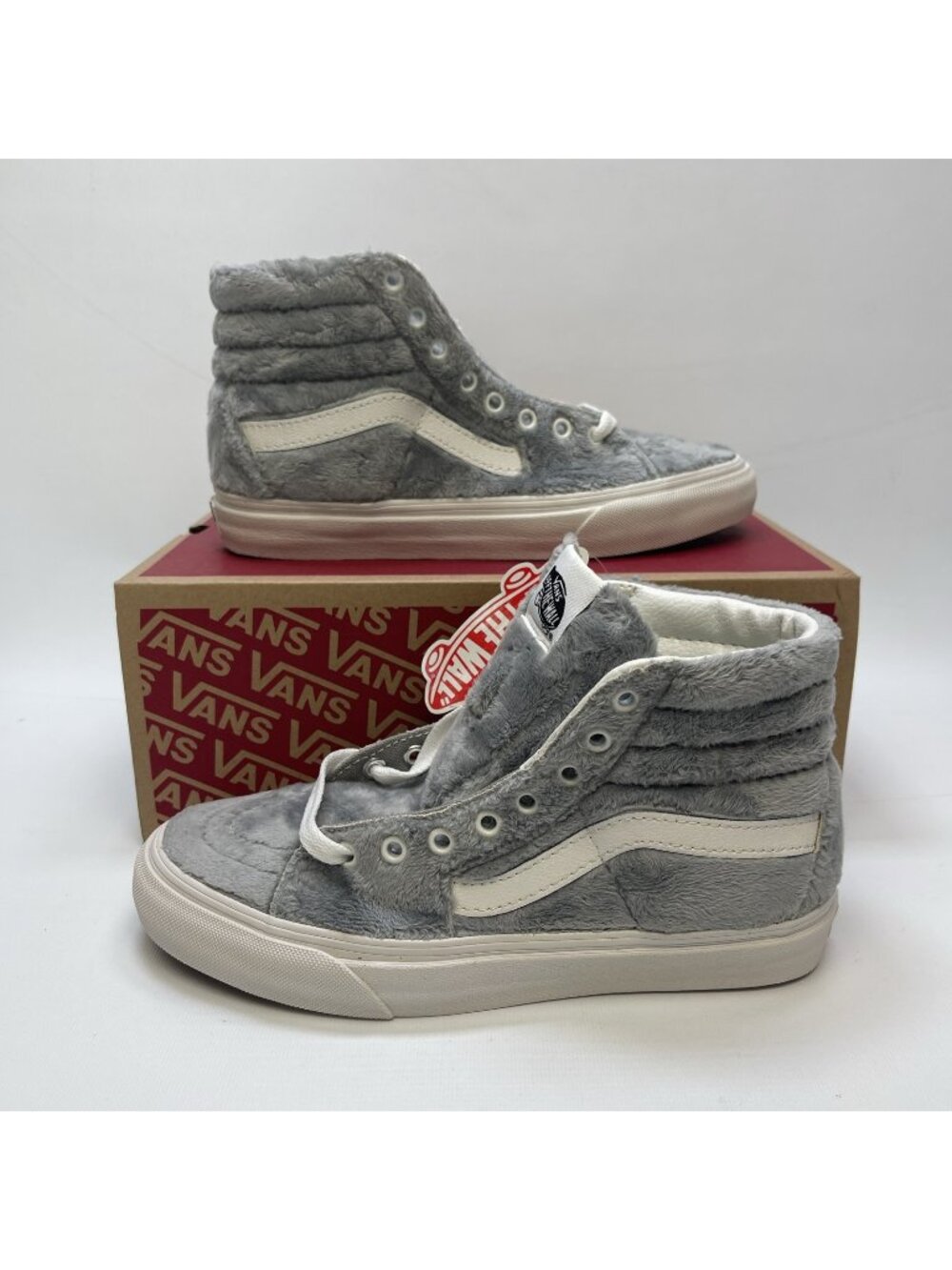 Vans SK8-Hi Sherpa Fleece Drizzle Gray Sneakers Shoes Wom 7.5 / Men 6 US Cozy